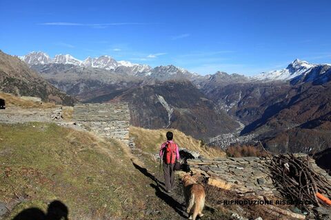 Alpe Mastabbia, im Hintergrund die Gruppe des Pizzo Bernina