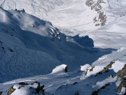 Riedchopf 2552m steiles Culoir hinuntern nach Partnun