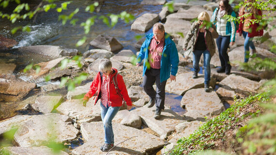 Erfrischender Start des Schwarzwaldsteigs im Bachbett der Rench