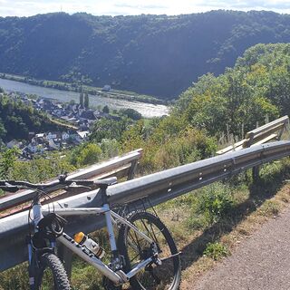 Blick vom Schinderhannes-Untermosel-Radweg auf Burgen an der Mosel