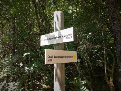 Beschilderung der Magnine-Wasserfallrunde in Culoz