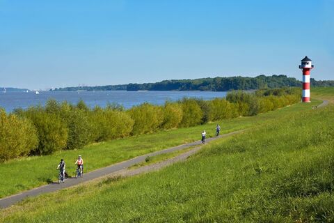 Radfahrer an der Elbe