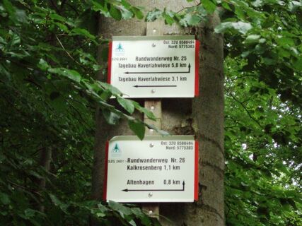 Salzgitter Höhenzug, Wanderwege 25 und 26 Startschild