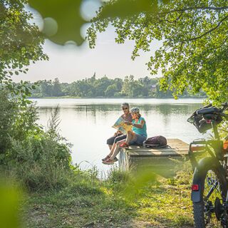 Radfahrer am Mühlenteich in Lensahn