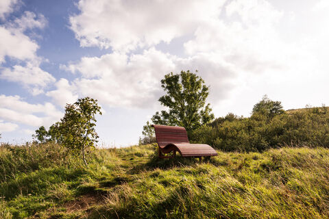 Rotes Waldsofa auf dem Dörnberg