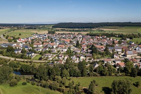 Schwarzwald Panorama Radweg, Etappe 3, Wolterdingen Luftbild Ort Copyright Stadt Donaueschingen