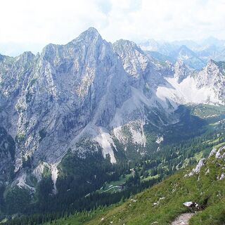 Blick auf Gimpel und Rote Flüh (darunter die Füssener Hütte)