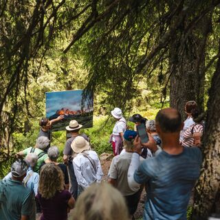 Kunstführung im Wald am Asitz | Geführte Wanderung zu den Fotokunstwerken entlang des Kunstwanderwegs am Asitz.