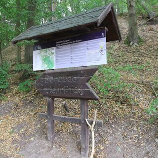 Station 1 des Stedtfelder Bergbaulehrpfades mit Erklärungen zur Bergbaugeschichte