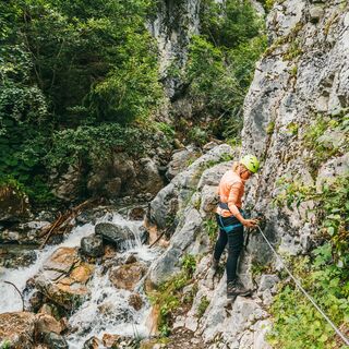 Einstieg Klettersteig Röbischlucht