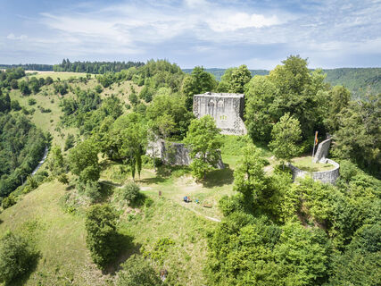 Blick  Burgruine Albeck und  Wacholderheide