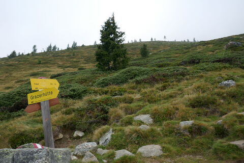 Weggabelung auf dem Weg zum Preber