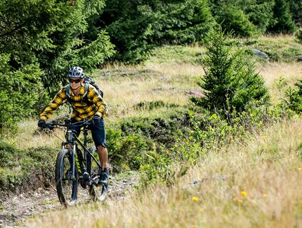 E-Mountainbiketour Piz um Piz im Kreis herum Abfahrt Lumnezia