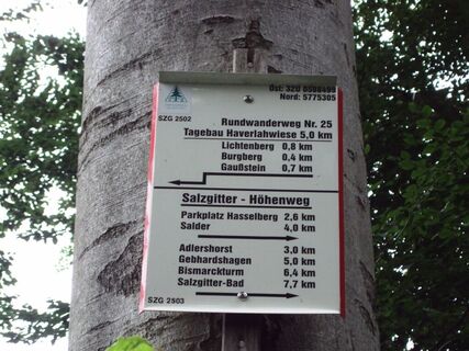Salzgitter Höhenzug, Wanderweg 25 Startschild