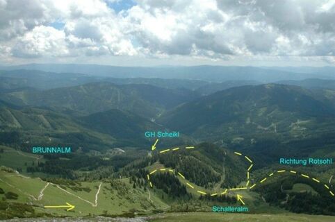 Blick von der Schaller auf die Brunnalm