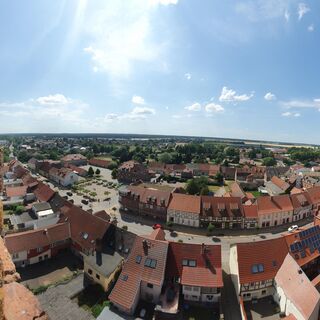 Blick aus  dem Turm von St. Petri in der Hansestadt Seehausen über die Altmark