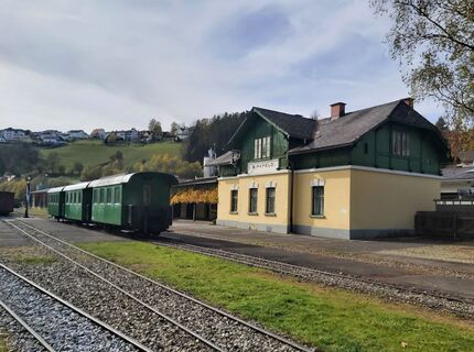 Bahnhof in Birkfeld, Joglland-Waldheimat in der Oststeiermark