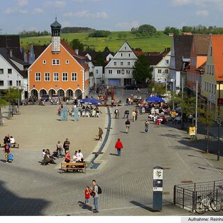 Blick von der Basilika auf den Ottobeurer Marktplatz