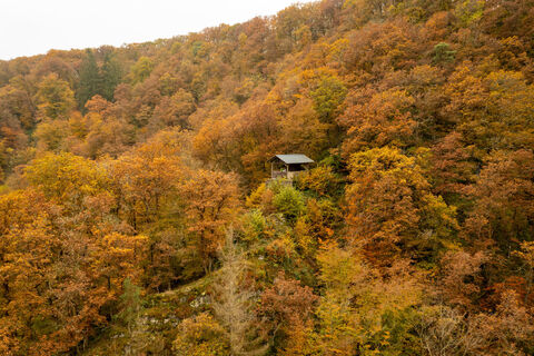Die Rulandhütte vor Manderscheid thront über dem Liesertal