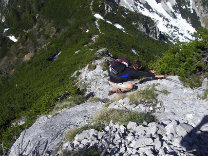 Zwischenabstieg auf dem Weg zum Zwiesel