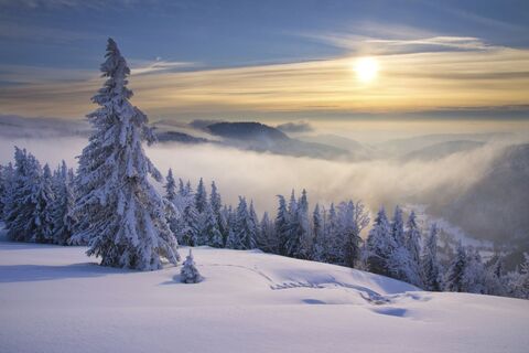 Winterliche Abendstimmung über dem Hochschwarzwald