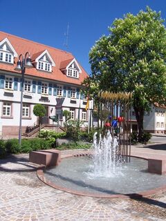 Rathaus Hardt mit Brunnen