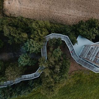 Drohnenaufnahme Aussichtsturm Burgstall Kirchberg ob der Donau