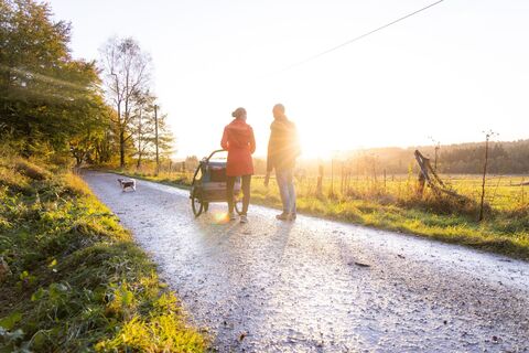 Wanderung mit Kinderwagen und Hund am Hochmoor