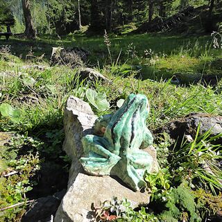 Die phantasievollen Keramikfrösche kurz vor der Filzmoosalm wurden von Schulkindern aus Großarl gestaltet.