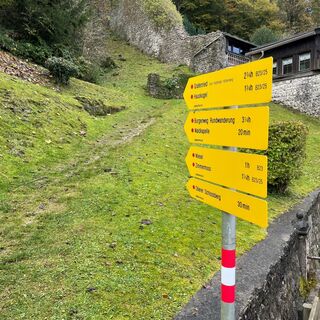 Beschilderung Burgenweg beim Kundler Tor Rattenberg