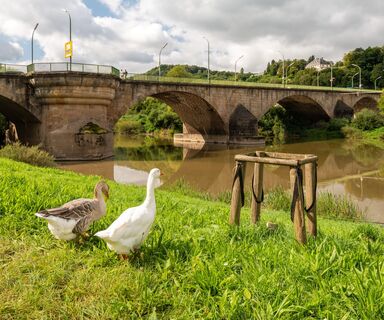 Römerbrücke am Zurlaubener Moselufer