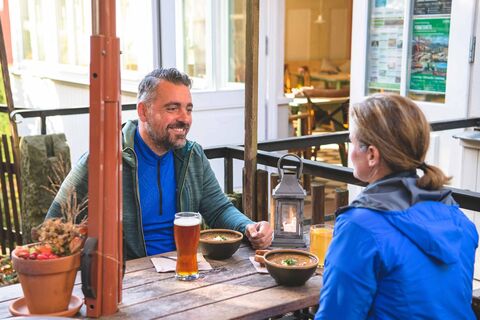 Einkehr im Mühlenbiergarten in Schmilka