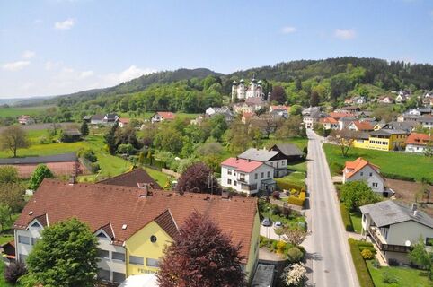 Artstetten Luftaufnahme mit Schloss Artstetten 