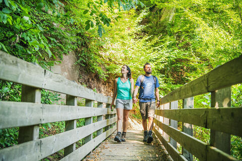 Wanderung über eine Brücke