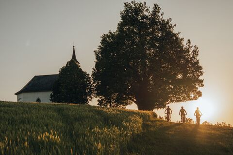 Mountainbiker bei der Mühlholzkapelle