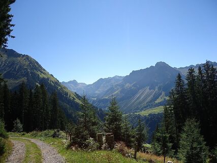 Blick in die Bergwelt während dem Anstieg auf den Diedamskopf