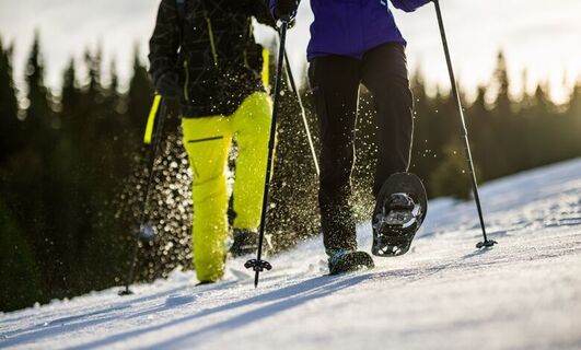 Auf Schneeschuhen durch die verschneite Landschaft