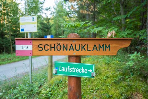 Wegweiser Schönauklamm:  945 in der Oststeiermark