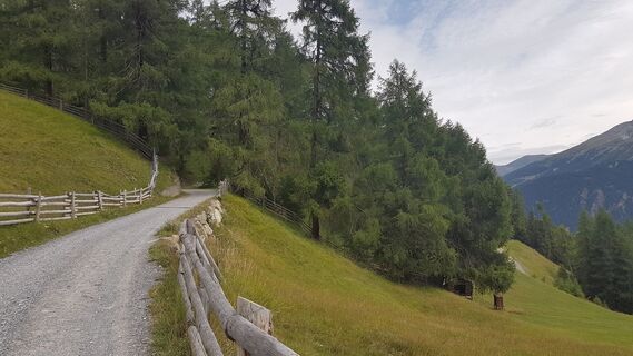 5.6 km Schotterstraße zur Reschner Alm