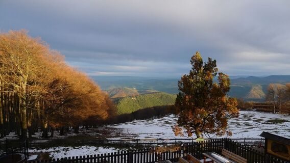 Blick von der Terrasse des Hocheckschutzhauses Richtung Osten