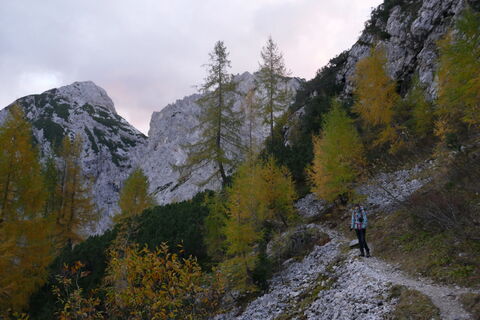 wir erreichen die Hütte bei Dämmerung, wärmen uns mit Tee und gehen weiter