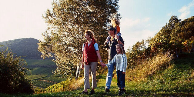 Familie beim Wandern, Südliche Weinstraße
