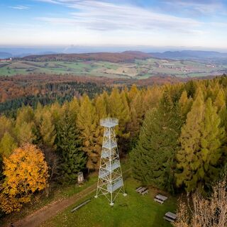 Luftaufnahme vom Wilhelm-Raabe-Aussichtsurm in Grünenplan