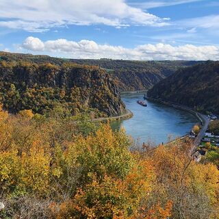 Blick auf die Rheinschleife entlang des Loreleyfelsens