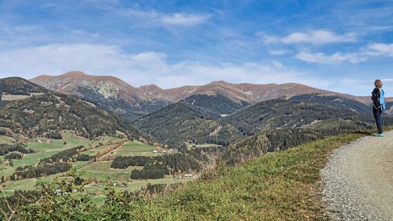 Ausblick von links nach rechts: Seckauer Zinken, Hämmerkogel, Schwaigerhöhe, Hochalm