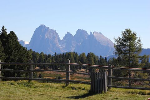 Blick von der Rinderplatzhütte zu den Dolomiten