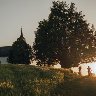 Mountainbiker bei der Mühlholzkapelle