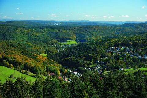 Blick vom Teltschikturm in den Odenwald