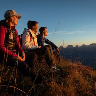 Morgensonne geniessen auf der 7-Gipfel-Tour am Flumserberg