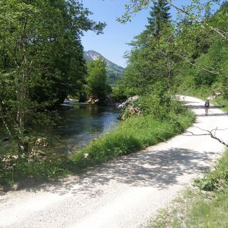 Der Radweg im Tal der Vils führt uns immer am Fluss entlang.